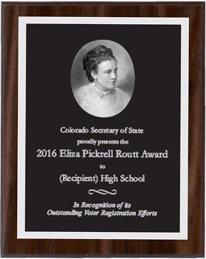 Image of Eliza Pickrell Routt Award plaque