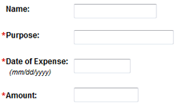  Enter name, purpose, date of the expense, and the amount.