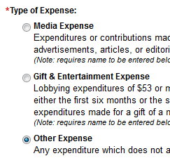  Choose the type of expense: media, gift and entertainment, or other.