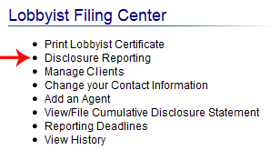  Click on Disclosure reporting